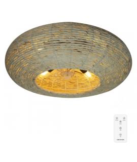 Cecotec EnergySilence LampAero 600 Natural Wicker Ventilador de Techo con 5 Aspas y Luz - 20W - Tulipa de Yute - Lampara con 3 T