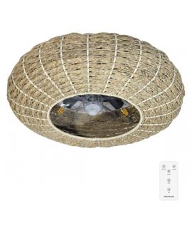Cecotec EnergySilence LampAero 650 Natural Wicker Ventilador de Techo con 5 Aspas y Luz - 20W - Tulipa de Yute - Lampara con 3 T