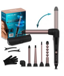 Cecotec SurfCare MultiWaves Rizador de 25mm - Revestimiento Ceramico - Angulo de 90° - Guante y Clips - Cabezales Surtidos - Tem