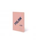 Milan 430 Libreta Encolada Formato A5 Cuadricula 5x5 - 48 Hojas de 95 gr/m2 - Microperforado - Tapa Blanda - Color Rosa