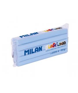 Milan Barra de Plastilina de 150gr - Base de Almidon de Maiz - Sin Gluten - Mezclables - Color Azul Claro