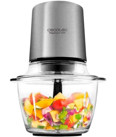 Cecotec TitanGlass 1000 Picadora Electrica 400W - Pica, Tritura, Pulveriza y Trocea - Cuchillas Desmontables con Recubrimiento d