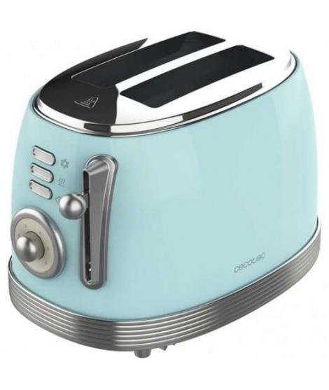 Cecotec Toast & Taste 800 Vintage Light Blue Tostadora Electrica 850W - 6 Niveles - 2 Ranuras Cortas Extraanchas - Capacidad par