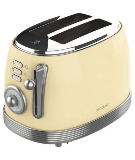 Cecotec Toast & Taste 800 Vintage Light Yellow Tostadora Electrica 850W - 6 Niveles - 2 Ranuras Cortas Extraanchas - Capacidad p