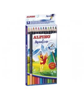 Alpino Aqualine Pack con 12 Lapices de Colores Hexagonales Acuarelables - Mina de 3.3mm - Colores Surtidos