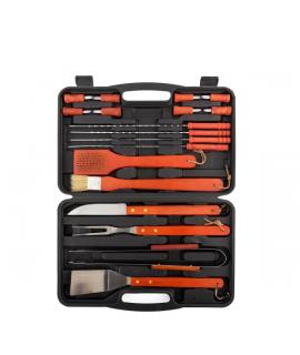Innovagoods Set de 18 Accesorios para Barbacoas con Maletin - Espatula - Tenedor - Cuchillo - Pinzas - Brocha - Cepillo Limpiado