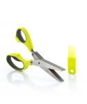 Innovagoods Tijeras de Cocina Multicorte con 5 Cuchillas - Ergonomico - Facil Limpieza - Incluye Cepillo - Color Verde