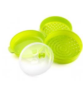 Innovagoods Fresh Vaporera Doble para Microondas - Doble Compartimento - Valvula de Vapor - Material Resistente - Facil Limpieza