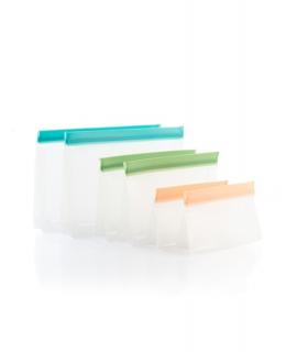 Innovagoods Zags Set de Bolsas Reutilizables Hermeticas - Libre de BPA - Cierre Ziplock - Apto para Liquidos - 3 Formatos - Faci