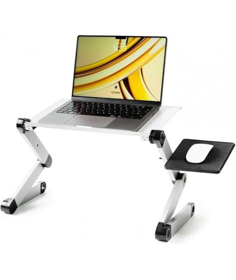 Innovagoods Omnible Mesa Ajustable Multiposicion para Portatil de Aluminio - Plegable - Soporta hasta 15kg - Bandeja para Raton 