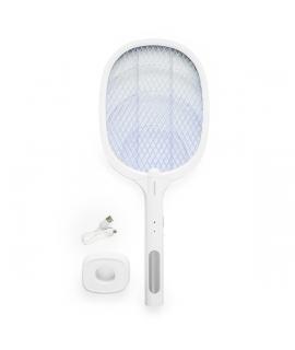 Innovagoods Elecfly Raqueta Matainsectos Recargable con Luz UV 2 en 1 - Funcion Lampara - 3000 Voltios - Bateria de 500mAh - Ant