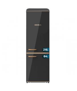Cecotec Bolero CoolMarket Combi Origin 300 Black E Frigorifico Combi - Capacidad 300L - Temperatura Regulable - Estilo Retro - C